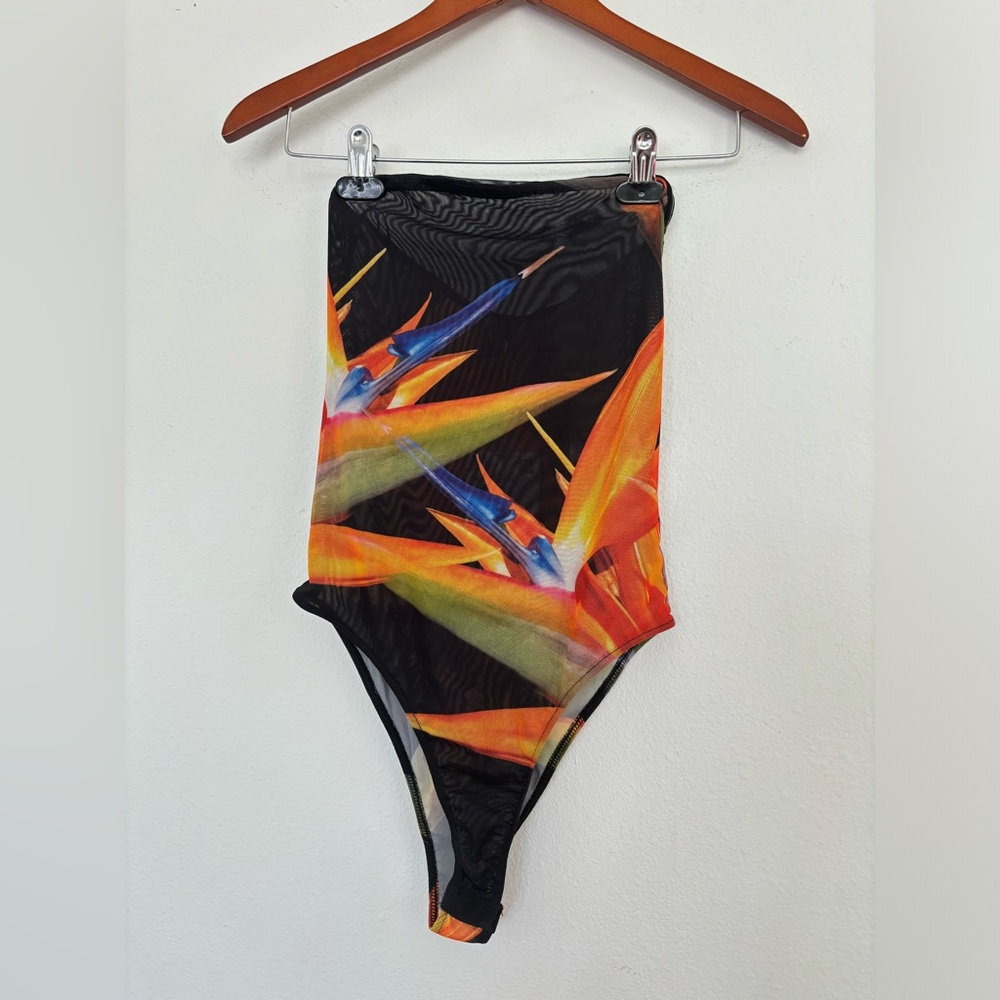 ZARA NWT* STRAPLESS MESH BODYSUIT TUBE TOP SZ SMALL - Picture 1 of 7